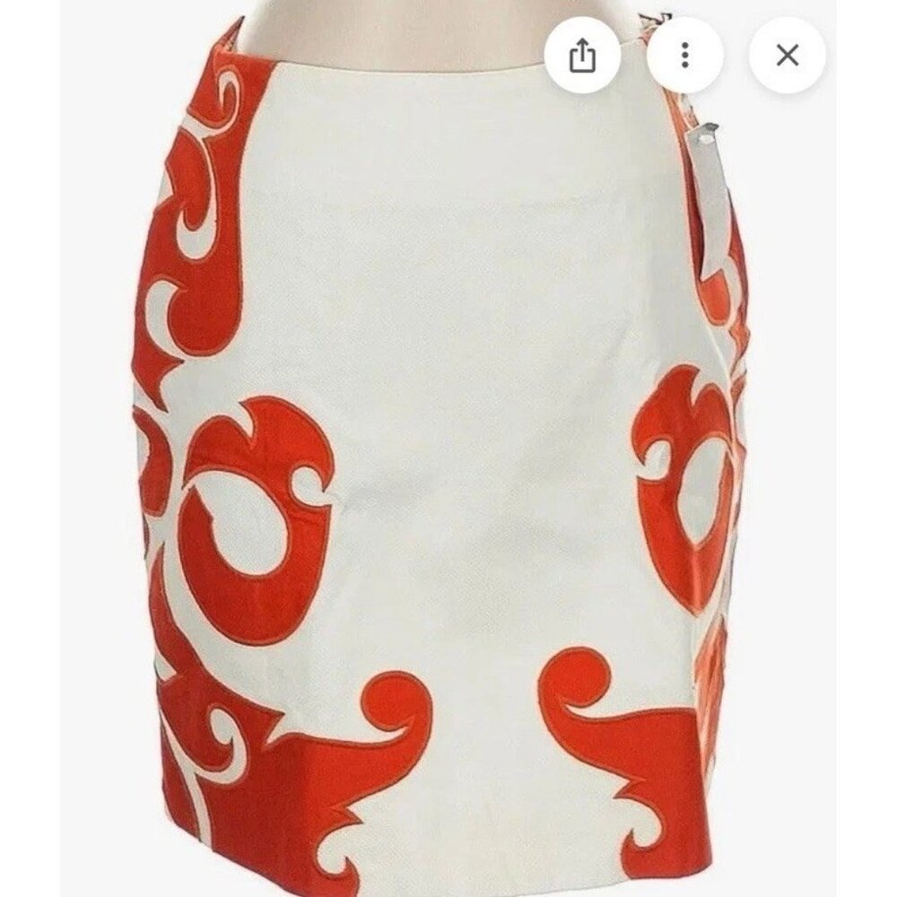 Anthropologie Vanessa Virginia Flame Kissed Orange/Ivory A-Line Skirt Size 10